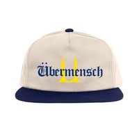ÜBERMENSCH UNSTRUCTURED SNAPBACK HAT (NATURAL/NAVY