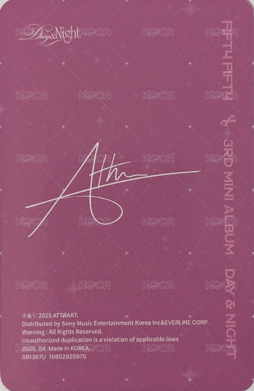 Day & Night 專輯卡 Day & Night 專輯卡 Ever Music版 Day ver. 背面