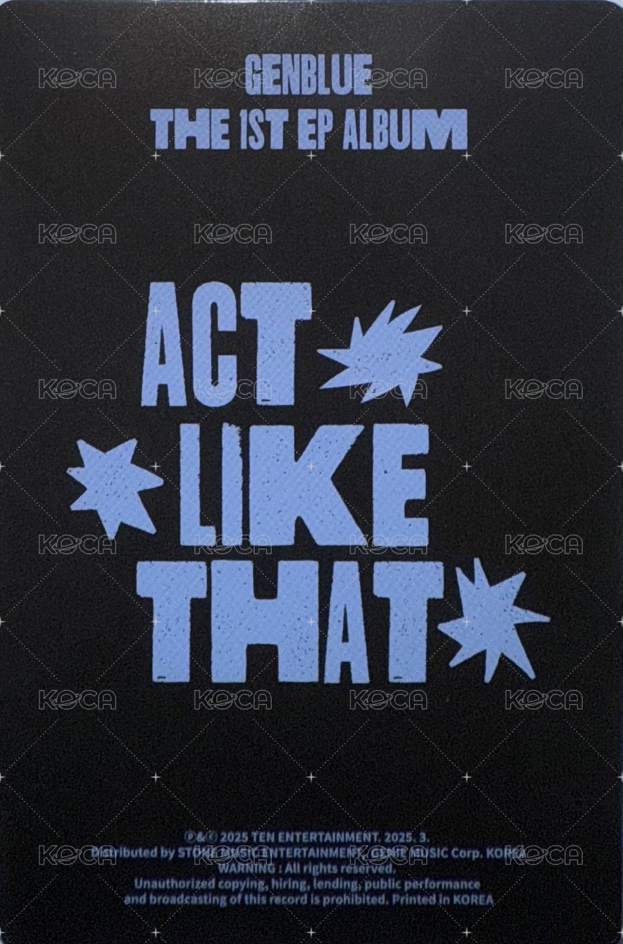 1st EP Album - ACT LIKE THAT 專輯卡 PB ver. 背面