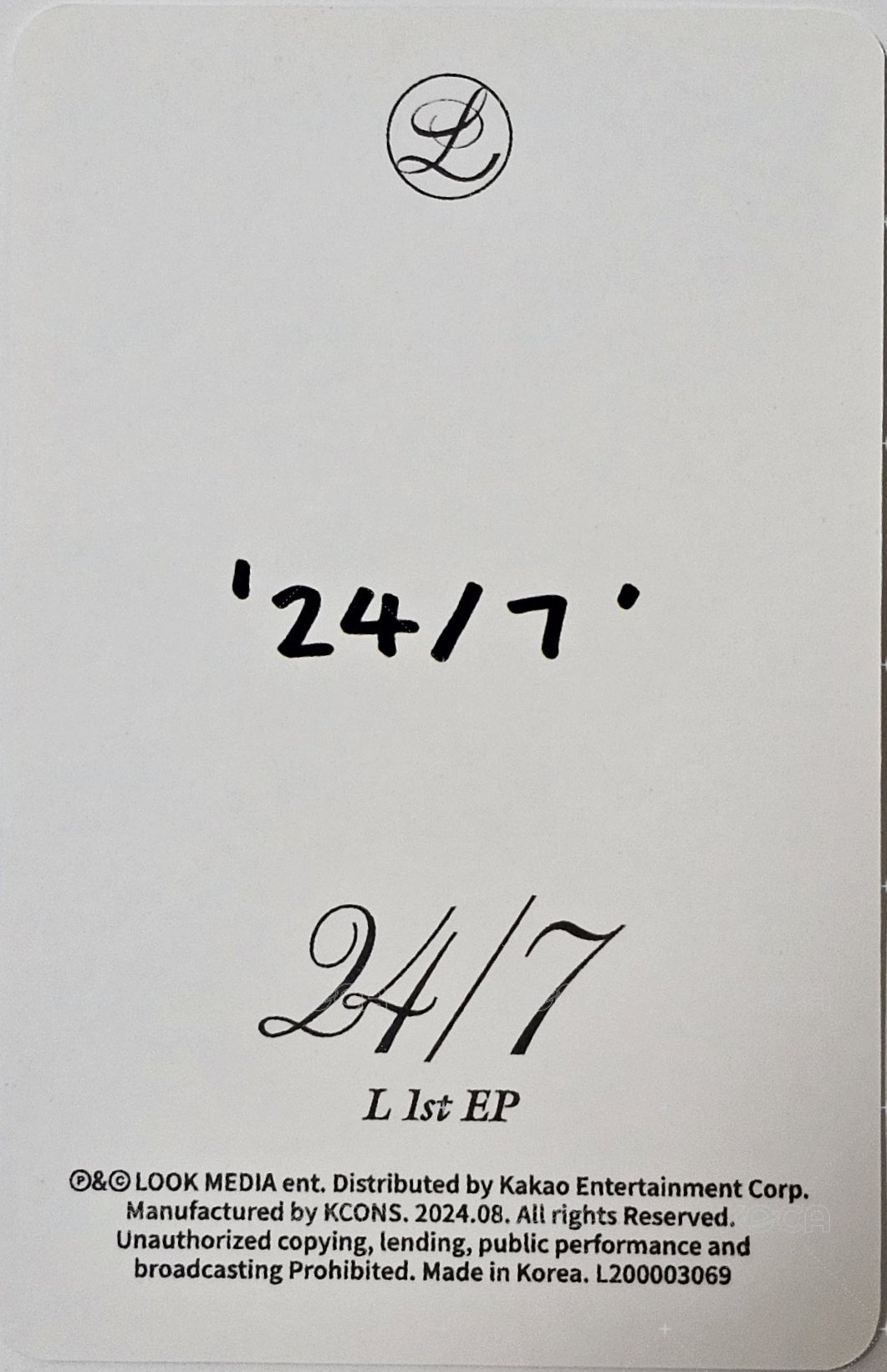 24/7 專輯卡 SELFIE CARD 背面