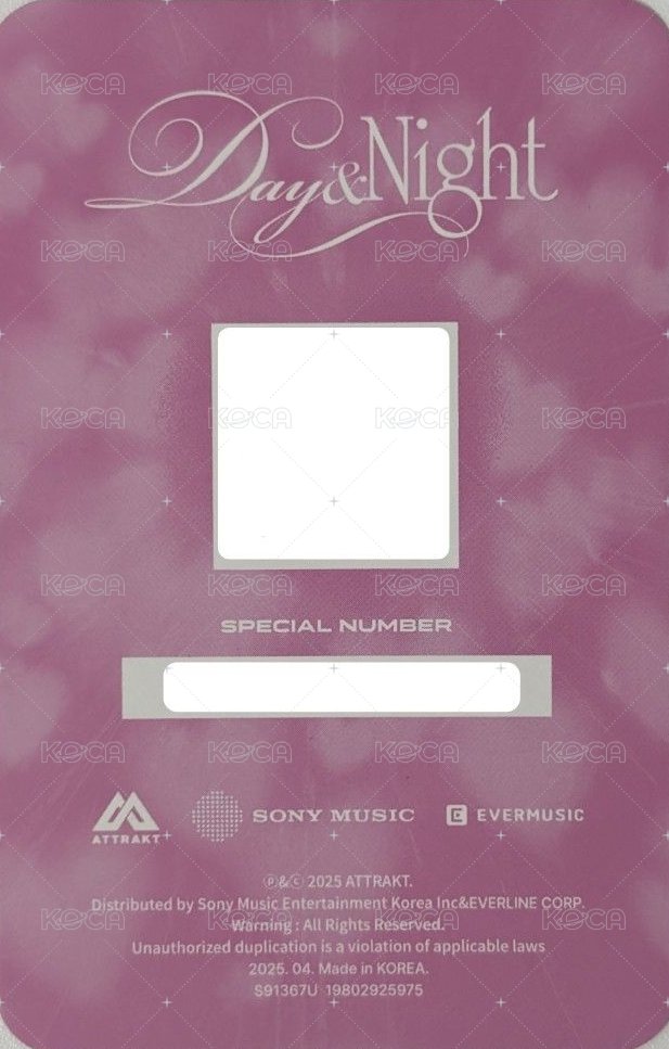 Day & Night 專輯卡 Ever Music版 Day ver. QR卡 背面