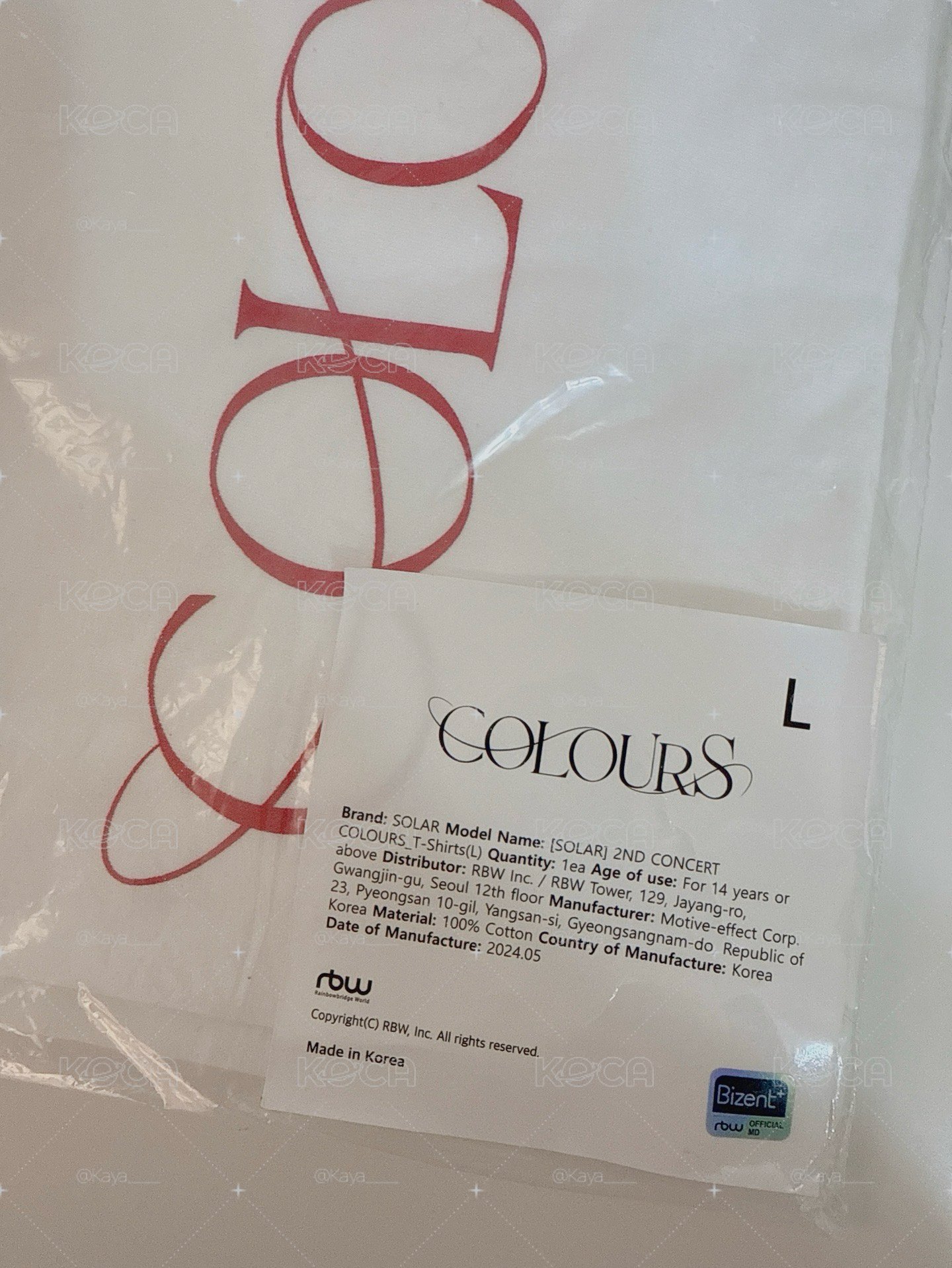Solar COLOURS演唱會週邊 T-SHIRTS