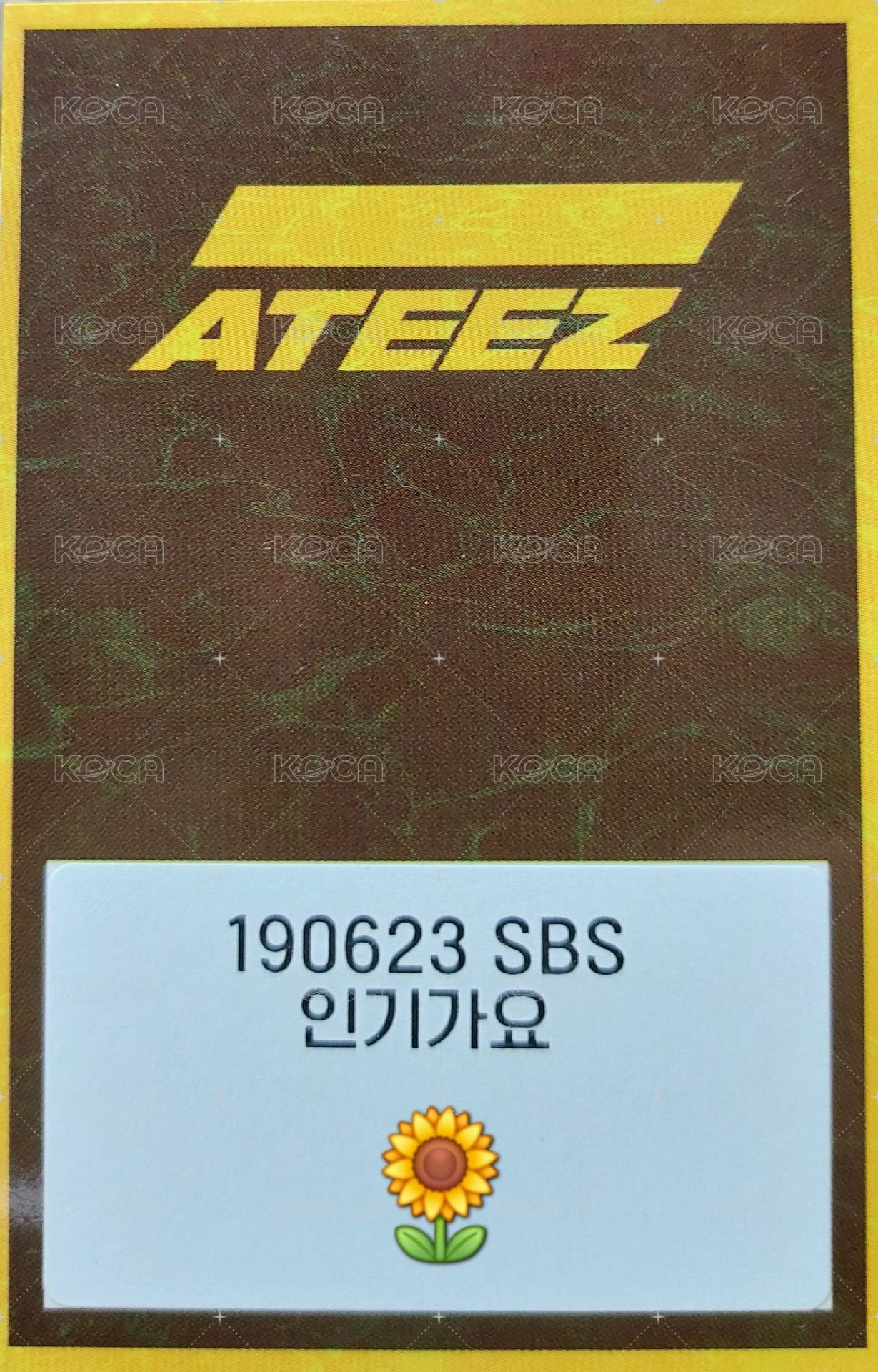 One to All 打歌卡 190623 SBS 背面