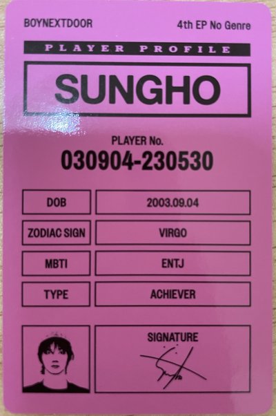 SUNGHO-4th EP No Genre專卡