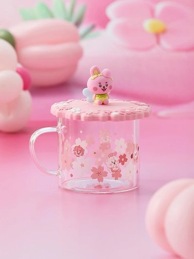 BT21 COOKY 櫻花 杯蓋&玻璃杯組合（全新未使用）