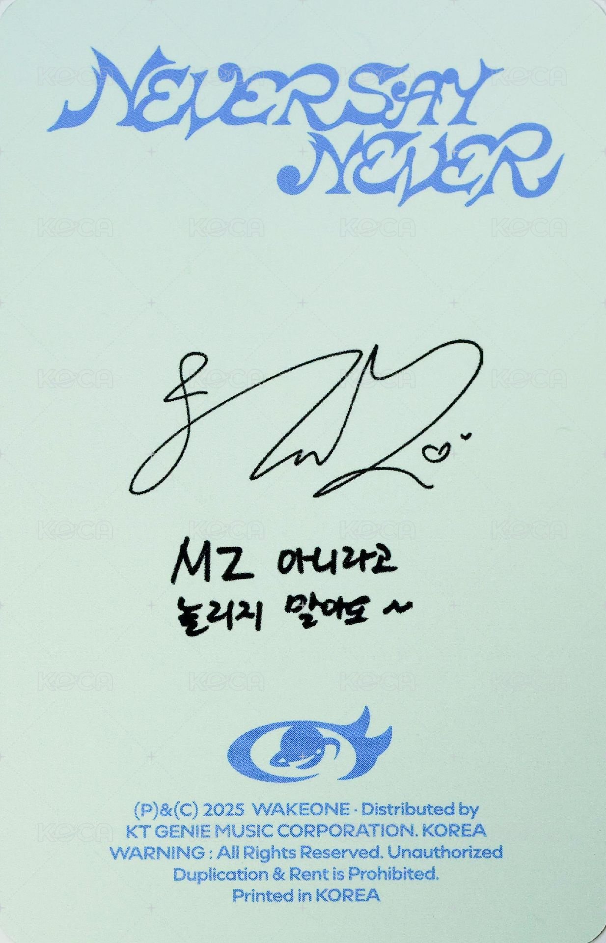 正規一 專輯卡 ORDINARY ver. 背面