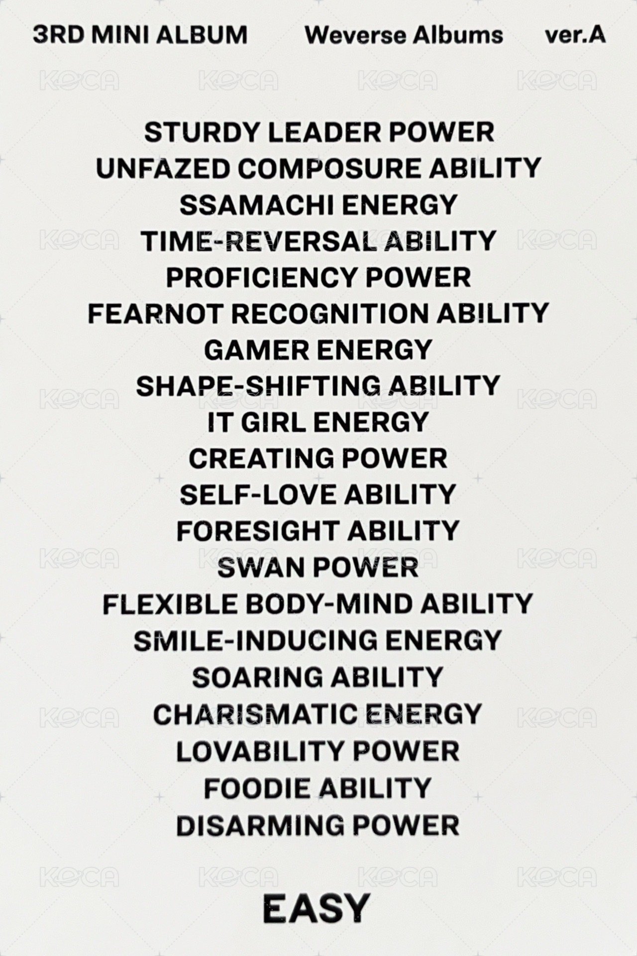 EASY 專輯卡 電子專Ver A 背面