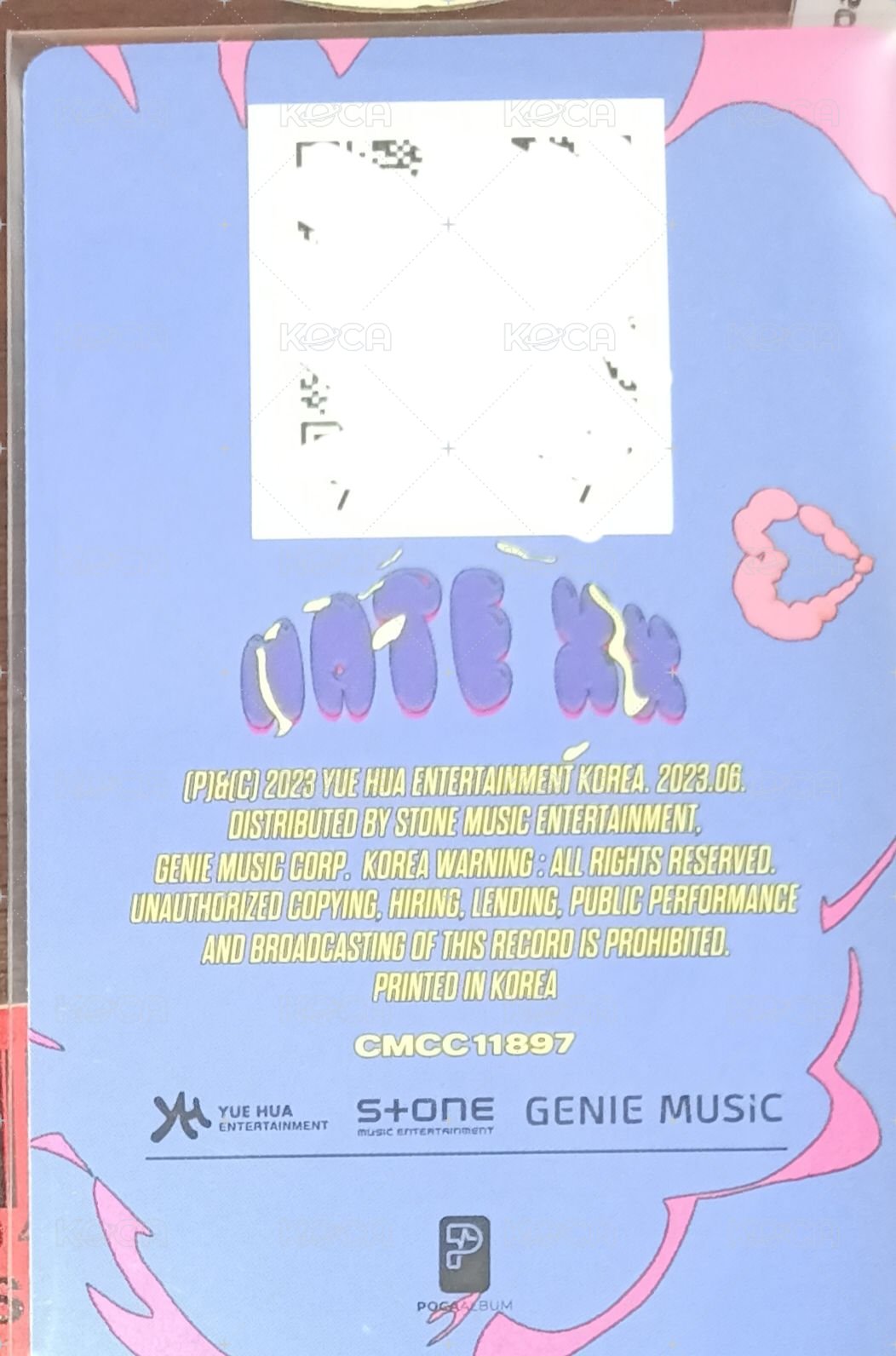 HATE XX 專輯卡 Plve ver 背面