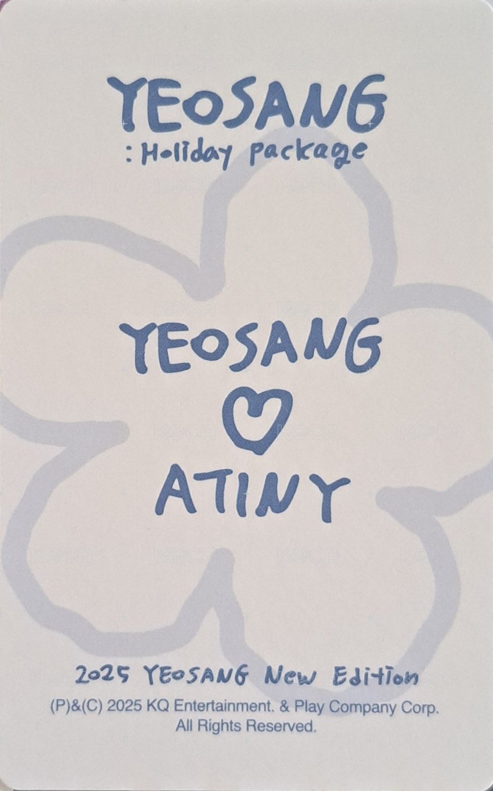 [YEOSANG] : Holiday package 周邊卡  背面