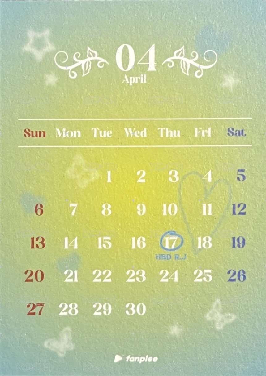 2025年曆 fp 特典卡 月曆卡 背面